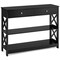 Gymax Console Table Drawer Shelves Sofa Accent Table Entryway Hallway Black/White